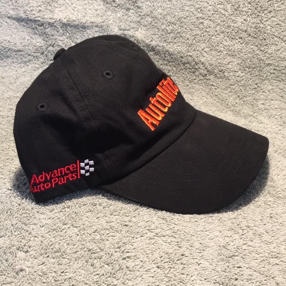 Autolite Advance Auto Parts black hat adjustable back strap full 6 panel cap - Picture 2 of 10
